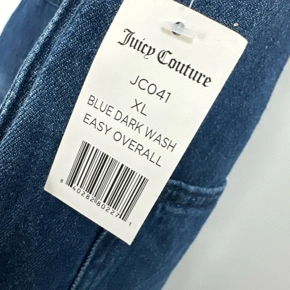 Juicy Couture Release Hem Crop Wide Leg Nonstretch Denim Overalls Sz XL - Picture 4 of 7